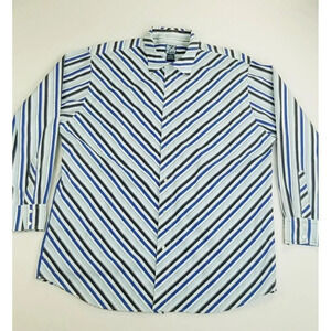 Raw Blue 2XL Men's White Blue Black Stripe Long Sleeve Shirt